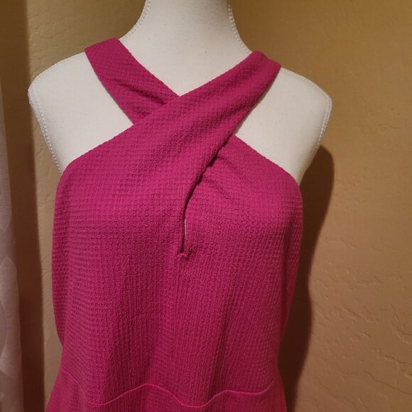 Michael Kors solid crisscross mini dress Size XL NWT Dark Pink - Picture 4 of 9